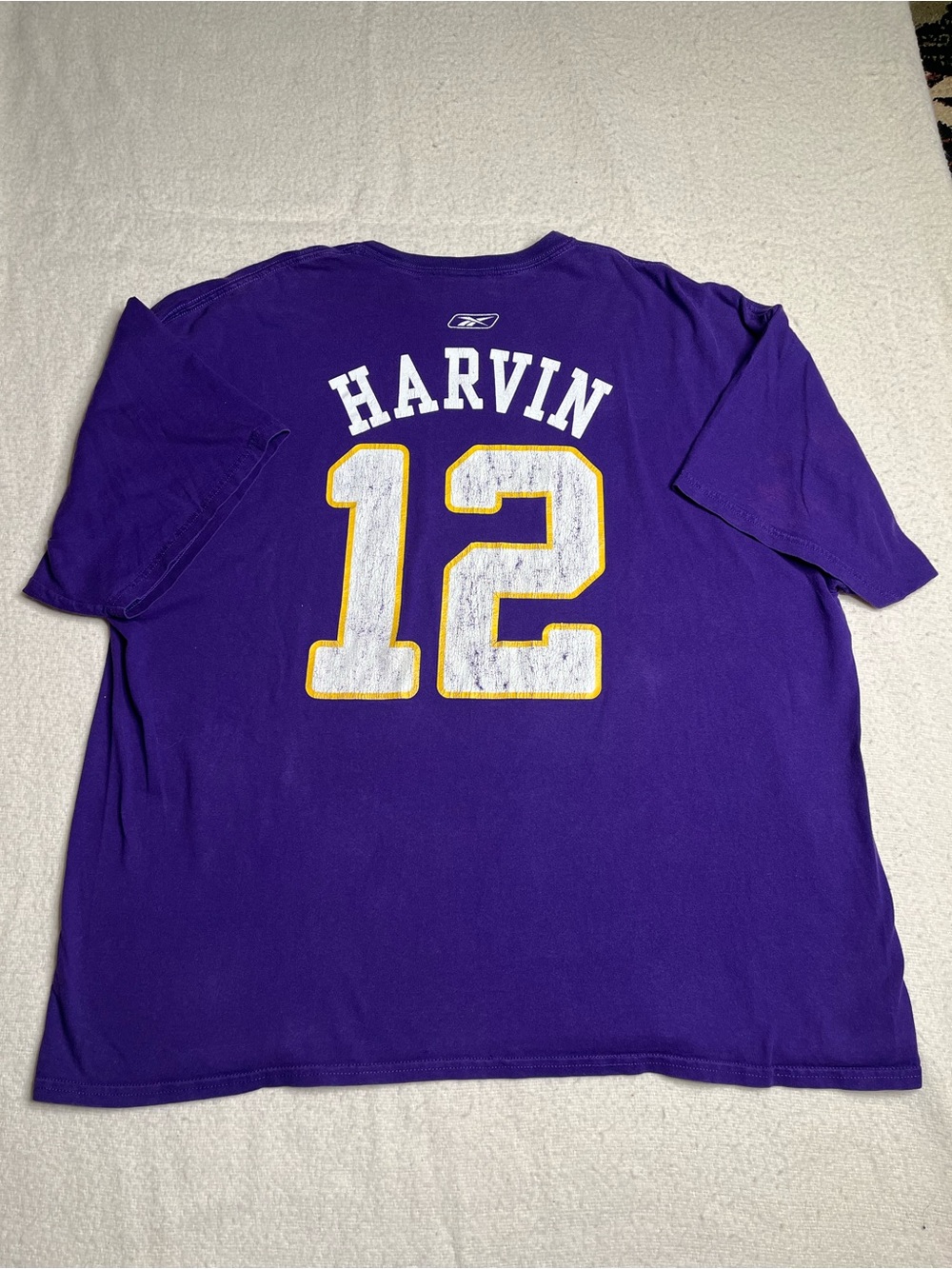 Reebok NFL Minnesota Vikings Percy Harvin Purple T Shirt Jersey Mens XXL Y2K Vtg
